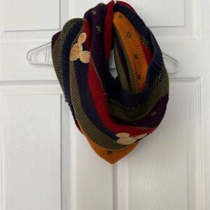 Disney Multicolor Striped Scarf with Gold Mickey Accents